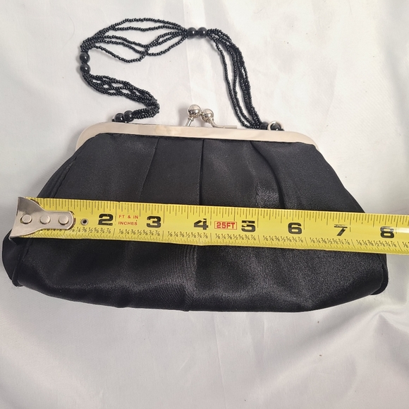 Like New Used Once Claires Black Satin Evening Clutch Bag - Picture 6 of 12